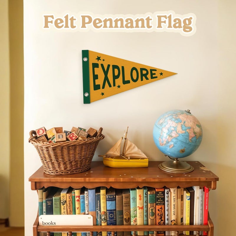 MOFUYU Boys Room Decor,Nursery Decor Pennant Banners Flags,Camping Decor Wall Hanging Felt Banner Decor for Toddler,Boy Room,Nursery,Kids Playroom,Cabin 7.4x14 Inch - Image 2